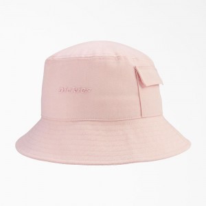 Men's Dickies Script Logo Bucket Hat Pink | 1597628-UD