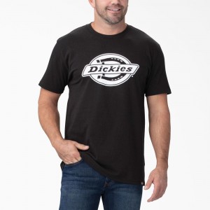 Men's Dickies Short Sleeve Relaxed Fit Graphic T-Shirt Black | 3724895-XB