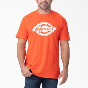 Men's Dickies Short Sleeve Relaxed Fit Graphic T-Shirt Orange | 8036571-IS