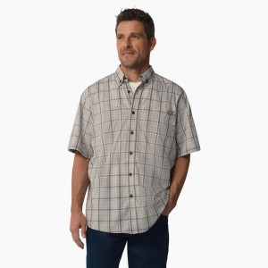 Men's Dickies Short Sleeve Woven Shirt Grey | 7865029-IT