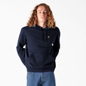 Men's Dickies Skateboarding Chest Logo Hoodie Navy | 7308246-OU