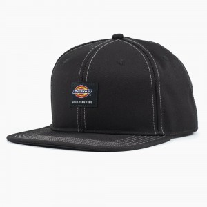 Men's Dickies Skateboarding Flat Bill Snapback Hat Black | 6507842-MC