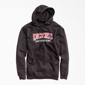 Men's Dickies Skateboarding Fleece Hoodie Black | 8432975-TZ