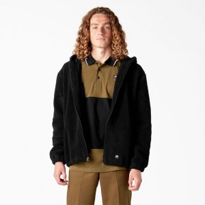 Men's Dickies Skateboarding Fleece Jacket Black | 8759043-JE