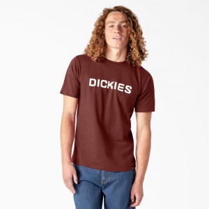 Men's Dickies Skateboarding Logo T-Shirt Red | 0923741-KJ