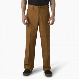 Men's Dickies Skateboarding Regular Fit Double Knee Pants Brown | 3914052-ES