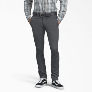 Men's Dickies Skinny Fit Work Pants Grey | 4257309-AH