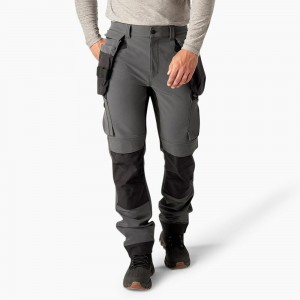 Men's Dickies Slim Fit Holster Double Knee Work Pants Grey | 8735460-LE