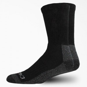 Men's Dickies Steel Toe Crew 2-Pack Socks Black | 0396125-UI