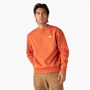 Men's Dickies Summerdale Sweatshirt Orange | 6275801-KQ