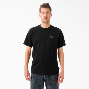 Men's Dickies Tom Knox Embroidery T-Shirt Black | 1974635-BC