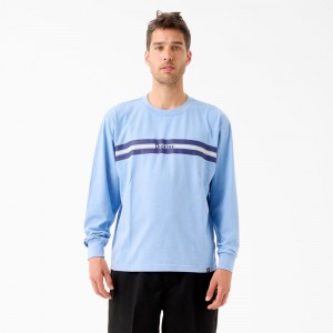 Men's Dickies Tom Knox Long Sleeve T-Shirt Blue | 6324518-IQ