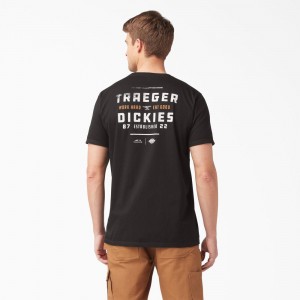 Men's Dickies Traeger x Pocket T-Shirt Black | 5386721-FW