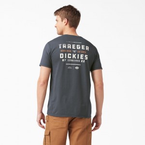 Men's Dickies Traeger x Pocket T-Shirt Grey | 1235460-PA