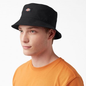 Men's Dickies Twill Bucket Hat Black | 1305426-EX