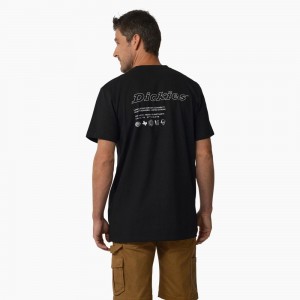 Men's Dickies United By Work Graphic Pocket T-Shirt Black | 1927835-FB