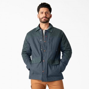 Men's Dickies Waxed Canvas Chore Jacket Blue | 0361297-EZ