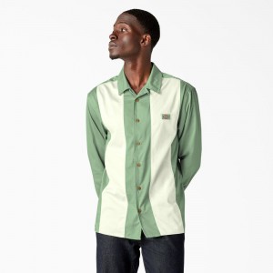 Men's Dickies Westover Long Sleeve Shirt Green | 9342618-GU