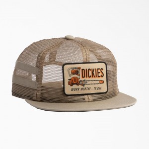 Men's Dickies Work Worthy Mesh Trucker Hat Khaki | 0478215-QP