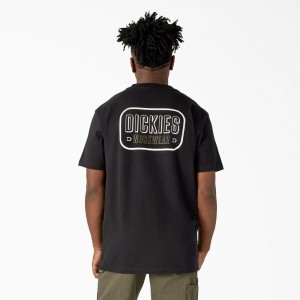 Men's Dickies Workwear Sign Heavyweight T-Shirt Black | 0784126-AG