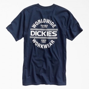 Men's Dickies Worldwide Workwear Graphic T-Shirt Navy | 8354971-IZ