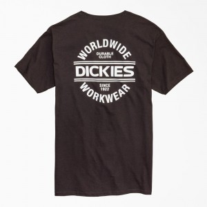 Men's Dickies Worldwide Workwear Graphic T-Shirt Black | 1287340-TB