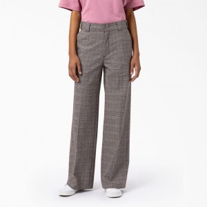 Women's Dickies Bakerhill High Rise Wide Leg Pants Grey | 6132580-UL