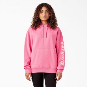 Women's Dickies Breast Cancer Awareness Logo Hoodie Pink | 7603982-CF