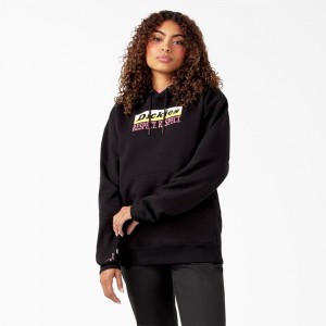 Women's Dickies Breast Cancer Awareness Respect Respect Hoodie Black | 2516794-OY