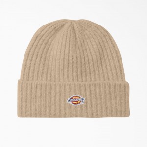 Women's Dickies Brewton Beanie Beige | 7245389-HQ