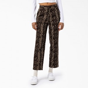 Women's Dickies Camden Regular Fit Pants Brown | 4783019-PA