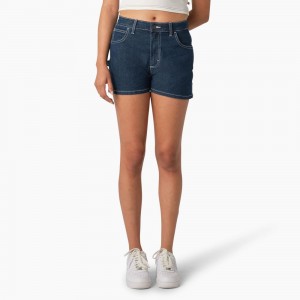 Women's Dickies Carpenter Jean Shorts Blue | 6297130-DU