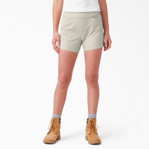 Women's Dickies Cooling Relaxed Fit Pull-On Shorts Grey | 7369125-PN