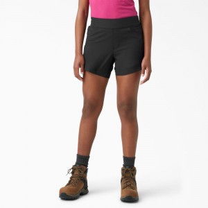 Women's Dickies Cooling Relaxed Fit Pull-On Shorts Black | 9276501-MT