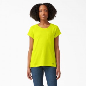 Women's Dickies Cooling Short Sleeve Pocket T-Shirt Green | 8405379-WC