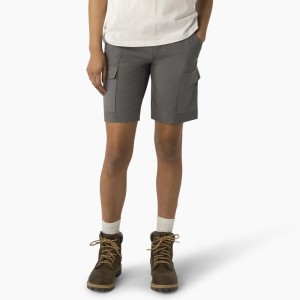 Women's Dickies Cooling Slim Fit Cargo Shorts Grey | 1369280-NY