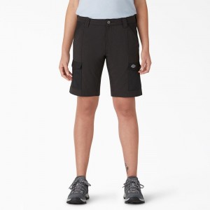 Women's Dickies Cooling Slim Fit Cargo Shorts Black | 9802157-CI