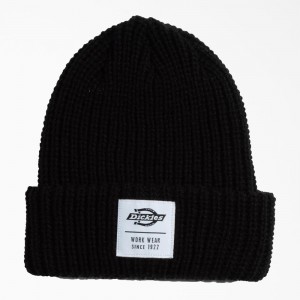 Women's Dickies Cuffed Fisherman Beanie Black | 1746025-ON