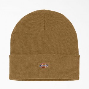 Women's Dickies Cuffed Knit Beanie Brown | 6935820-JS