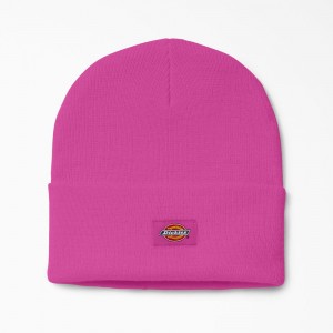 Women's Dickies Cuffed Knit Beanie Pink | 6120849-AB