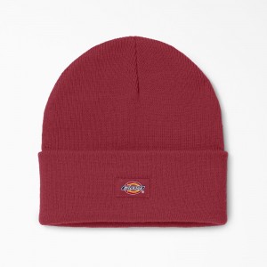 Women's Dickies Cuffed Knit Beanie Red | 0236974-UG