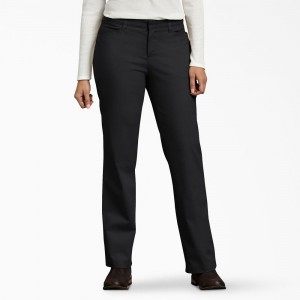 Women's Dickies Curvy Fit Pants Black | 3652479-DC