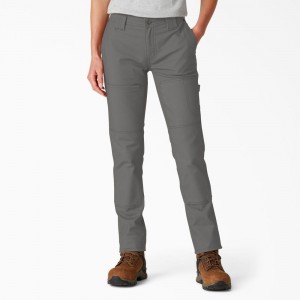 Women's Dickies FLEX DuraTech Straight Fit Pants Grey | 2605871-MU