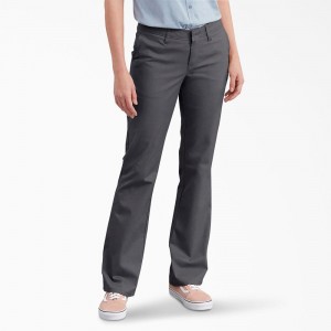 Women's Dickies FLEX Slim Fit Bootcut Pants Grey | 2681093-RY