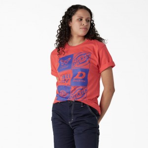 Women's Dickies Graphic Band T-Shirt Pink | 7921045-TE