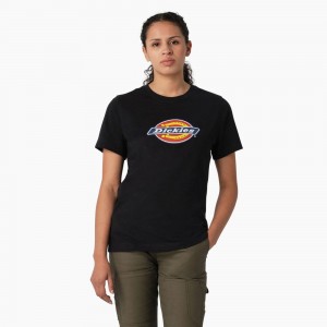 Women's Dickies Heavyweight Logo T-Shirt Black | 2930815-YU