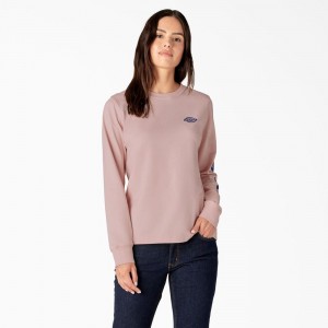 Women's Dickies Long Sleeve Heavyweight Graphic T-Shirt Pink | 0681923-VG