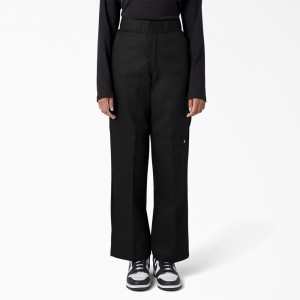 Women's Dickies Loose Fit Double Knee Work Pants Black | 8796521-KE