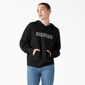 Women's Dickies Melvern Hoodie Black | 9124083-TE