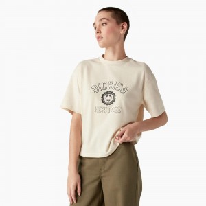 Women's Dickies Oxford Graphic T-Shirt Beige | 2594361-AI